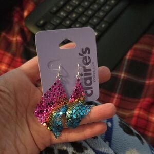 Claire's Vibrant Sequin Earrings in Pink, Gold, and Blue